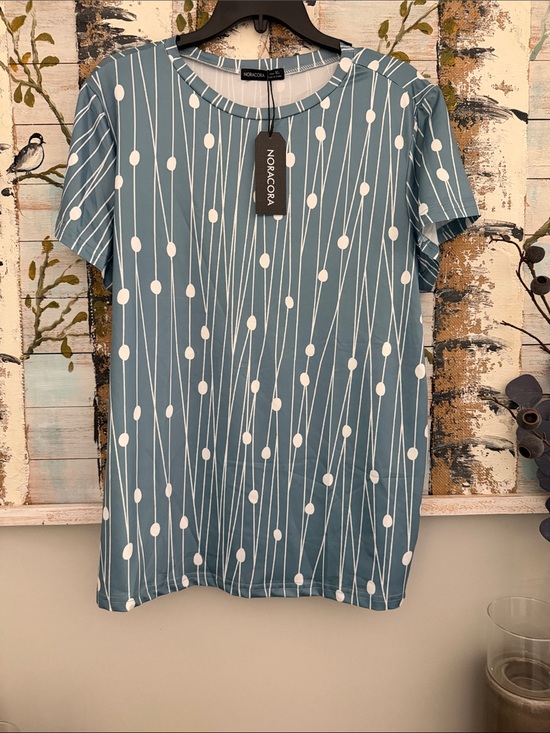 noracora Tops - Nora Cora Teal Short Sleeve Dot-Stripe Blouse